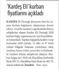 2020 Vacip Kurban Fiyatlarını Açıkladı