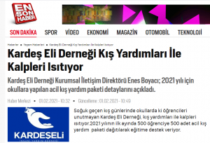 Kardeş Eli Derneği Kış Yardımları İle Kalpleri Isıtıyor