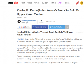 Kardeş Eli Derneğinden Yemen'e Temiz Su, Gıda Ve Hijyen Paketi Yardımı