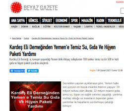 Kardeş Eli Derneğinden Yemen'e Temiz Su, Gıda Ve Hijyen Paketi Yardımı